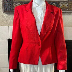 Prophecy Red Blazer Jacket Sz 8 Single Breasted Lined Shoulder Pads VTG